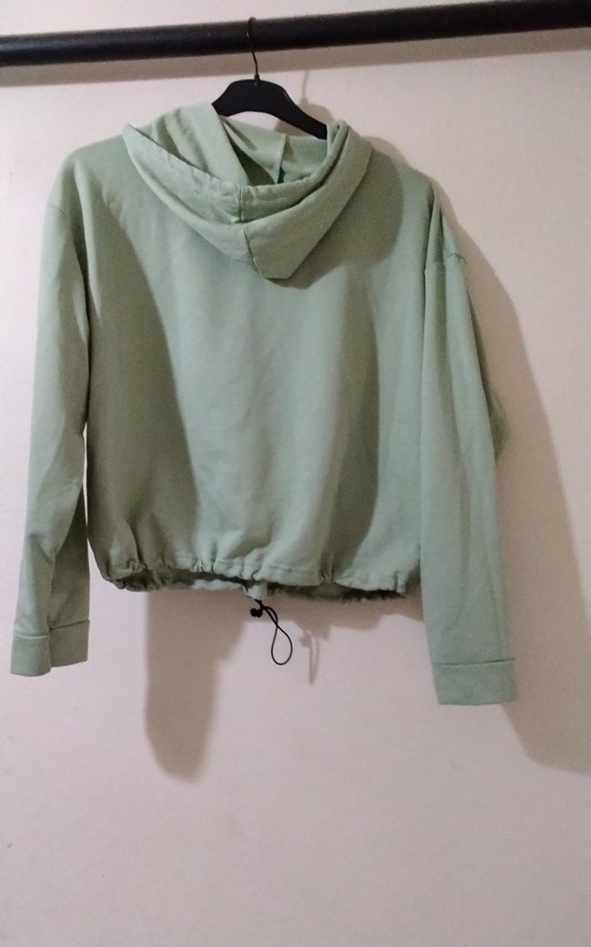 Kapüşonlu Yeşil Baskılı Kadın Sweatshirt - Görsel 2