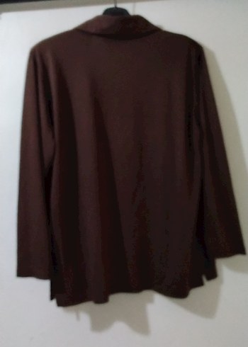 Düğmeli Bohem Nakışlı Kahverengi Kadın Hırka - Görsel 2