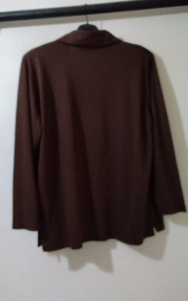 Düğmeli Bohem Nakışlı Kahverengi Kadın Hırka - Görsel 2