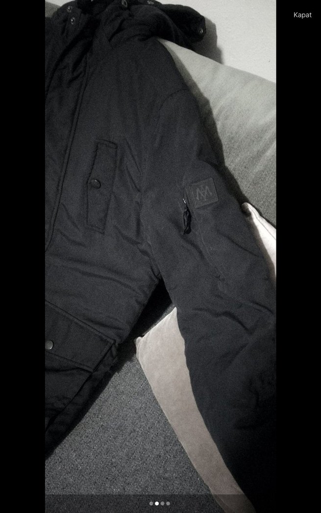 Düğmeli Siyah Erkek Midi Mont - Görsel 2