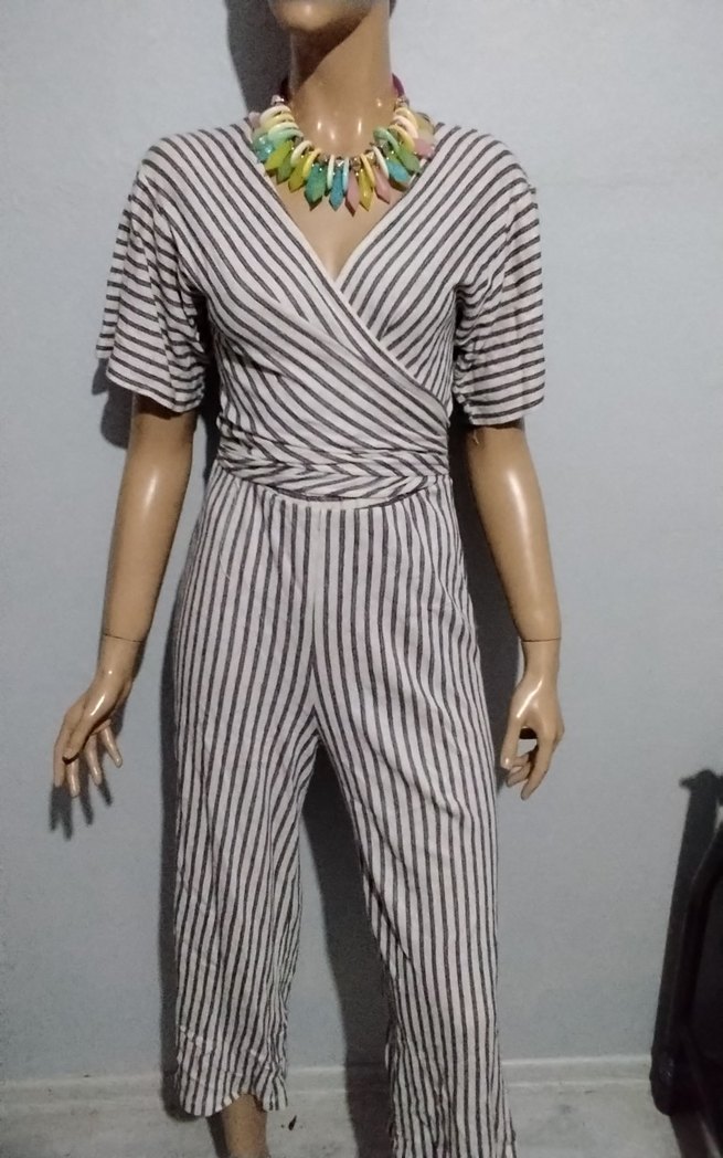 Gri Bohem Zebra Desenli Uzun Tulum - Görsel 3