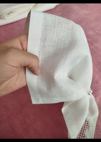 Nakışlı Beyaz Vintage masa örtüsü takımı - Görsel 6