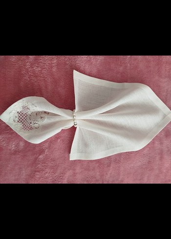 Nakışlı Beyaz Vintage masa örtüsü takımı - Görsel 4