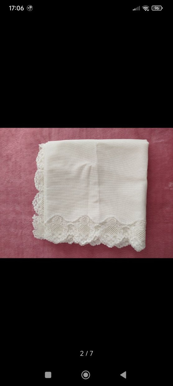 Nakışlı Beyaz Vintage masa örtüsü takımı - Görsel 2