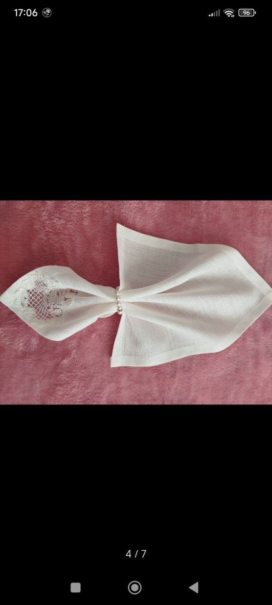 Nakışlı Beyaz Vintage masa örtüsü takımı - Görsel 4