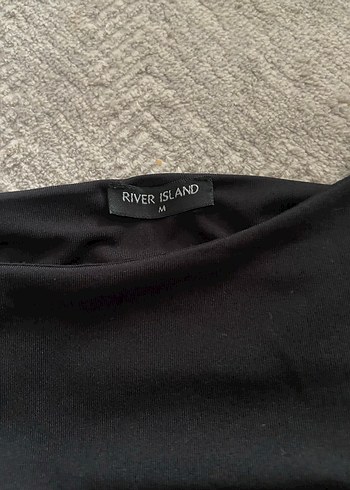 River Island Siyah Drapeli İnce Askılı Mayo