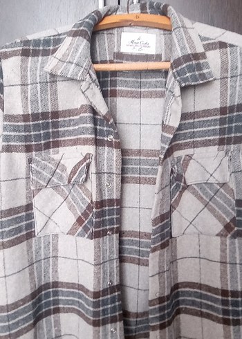 Gri Ekoseli Çıt Çıtlı Kadın Gömlek - Görsel 2