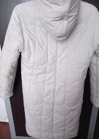 Uzun Fermuarlı Beyaz Kadın Kışlık Mont - Görsel 5