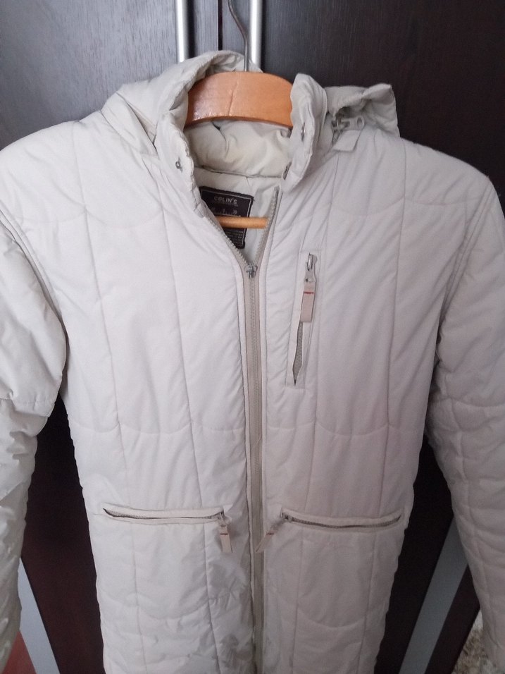 Uzun Fermuarlı Beyaz Kadın Kışlık Mont - Görsel 3