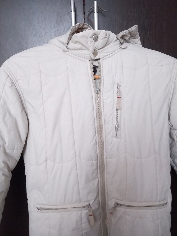 Uzun Fermuarlı Beyaz Kadın Kışlık Mont - Görsel 2