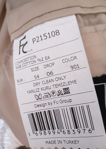 FC Bej Düğmeli Erkek Ceket 54-6 drop - Görsel 3