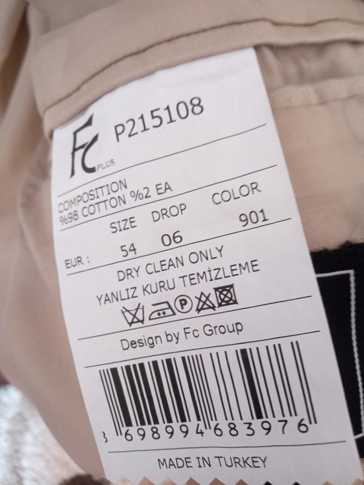 FC Bej Düğmeli Erkek Ceket 54-6 drop - Görsel 3