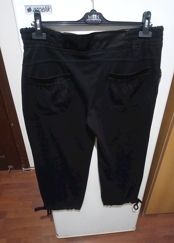 Kadın Siyah Midi Bol Kesim Kumaş Pantolon - Görsel 5