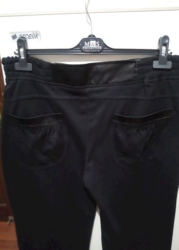 Kadın Siyah Midi Bol Kesim Kumaş Pantolon - Görsel 3