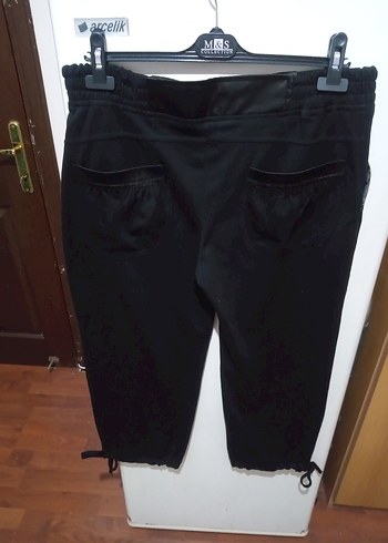 Kadın Siyah Midi Bol Kesim Kumaş Pantolon - Görsel 4