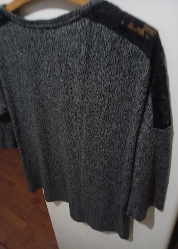 Gri Kadın Triko Salaş Kazak - Görsel 5