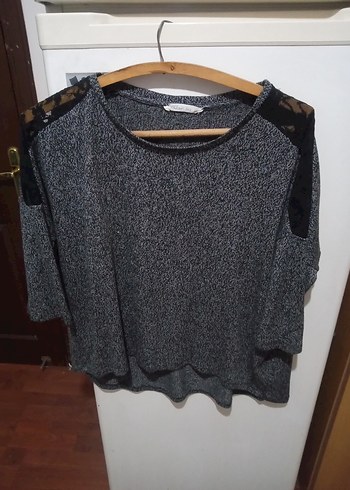 Gri Kadın Triko Salaş Kazak - Görsel 2