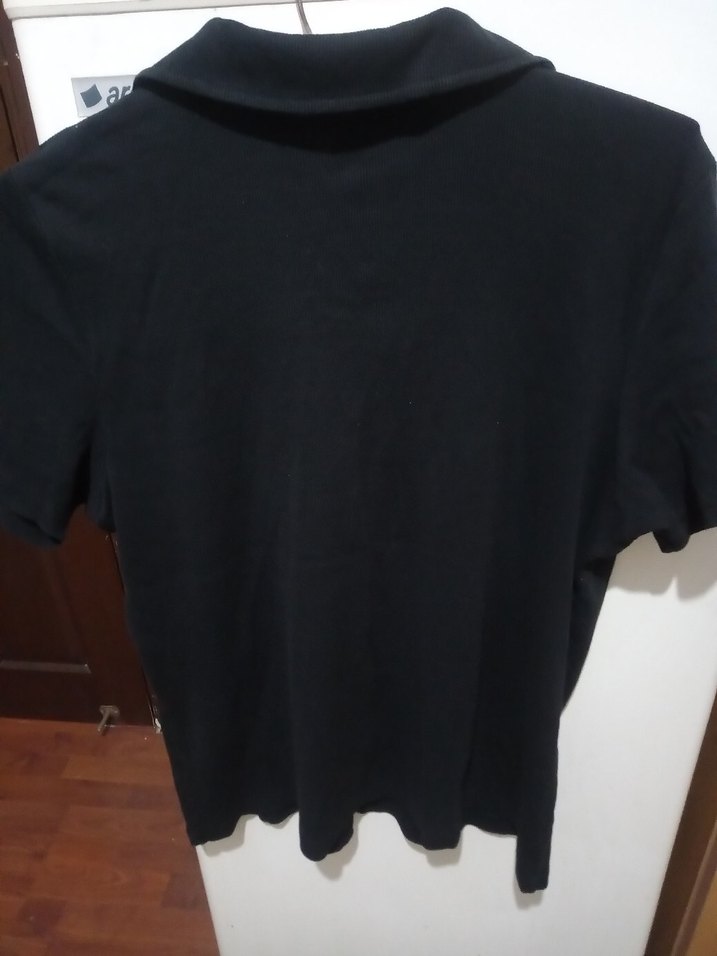 Siyah Kadın Kısa Kollu Polo Yaka bluz - Görsel 3