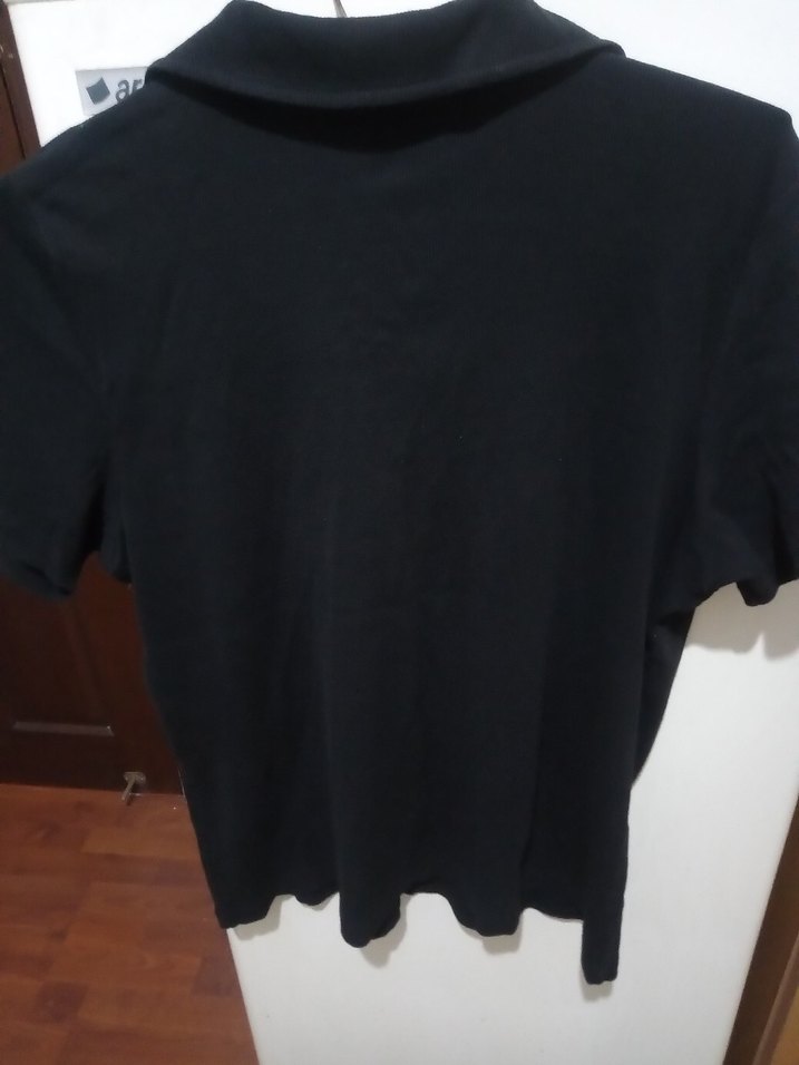 Siyah Kadın Kısa Kollu Polo Yaka bluz - Görsel 4