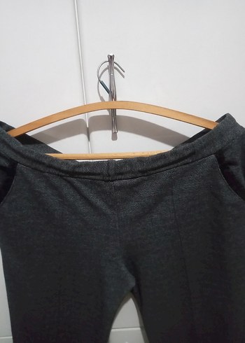 Kadın Gri Kemerli Kumaş Pantolon - Görsel 2