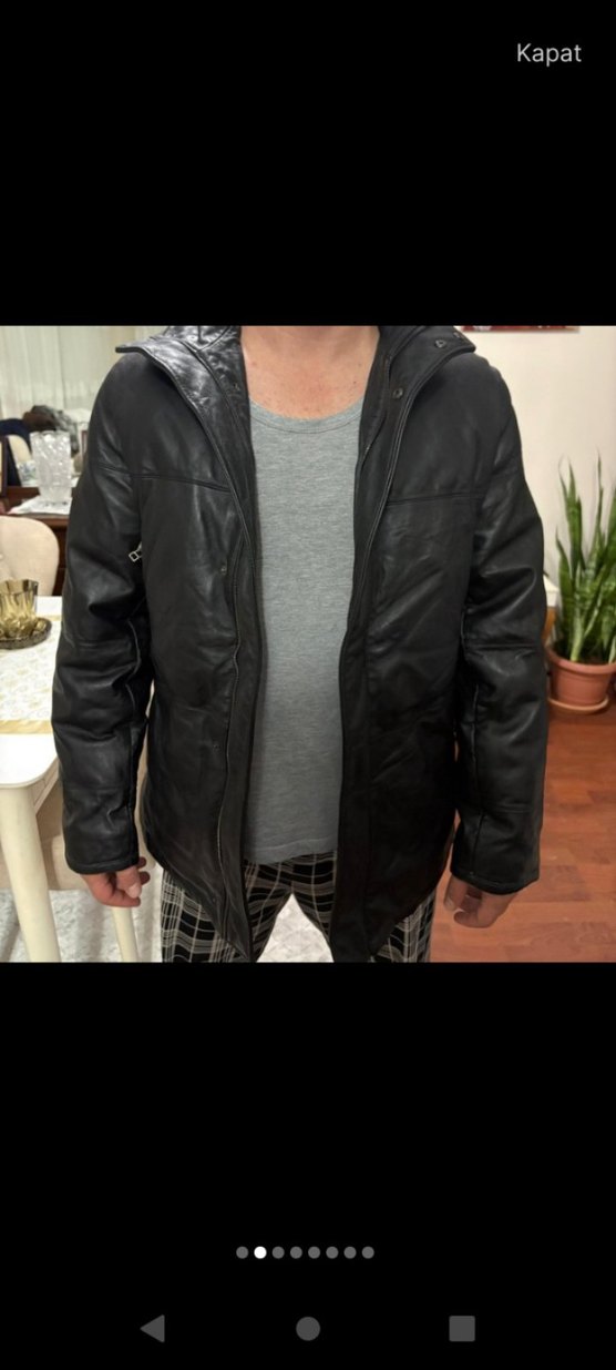 Erkek Siyah Deri Fermuarlı Ceket - Görsel 4