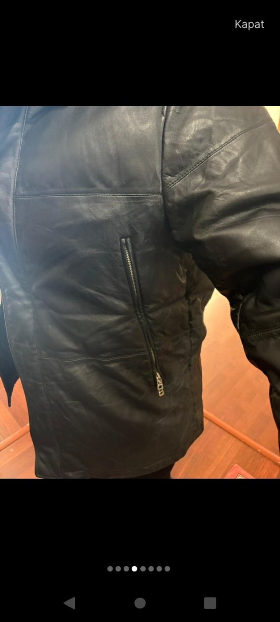 Erkek Siyah Deri Fermuarlı Ceket - Görsel 3