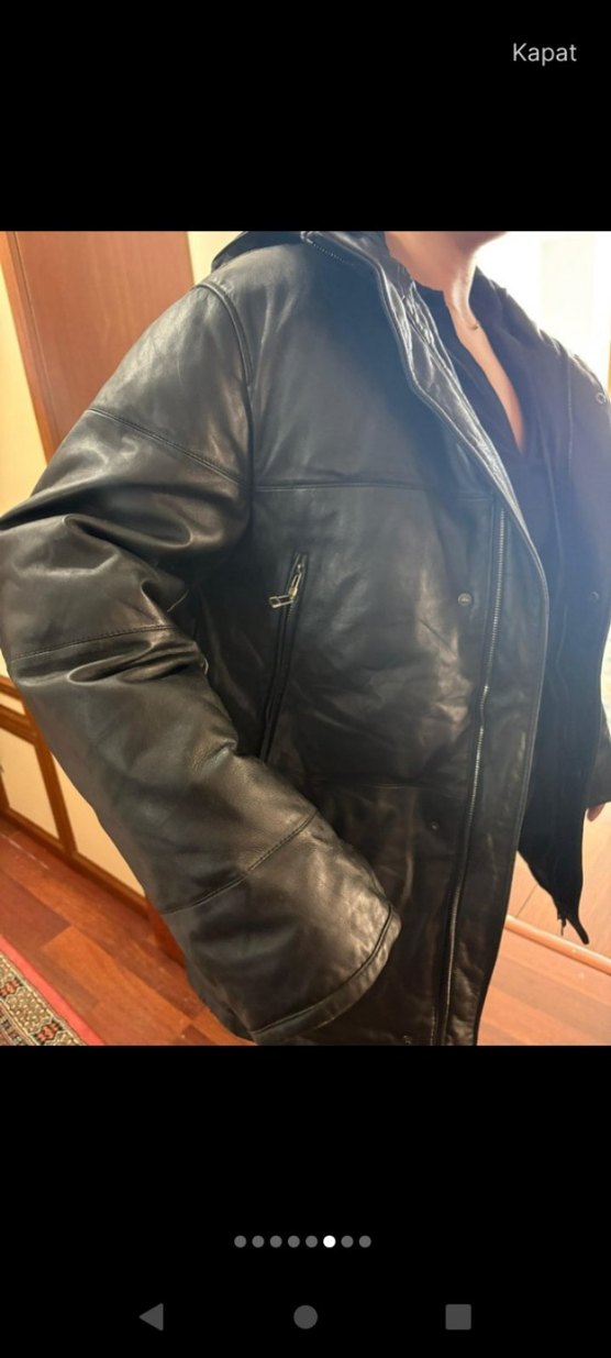 Erkek Siyah Deri Fermuarlı Ceket - Görsel 5
