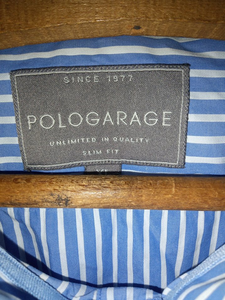 Polo Garage Marka, Mavi-Beyaz Çizgili Klasik Erkek Gömlek — görsel 2/9