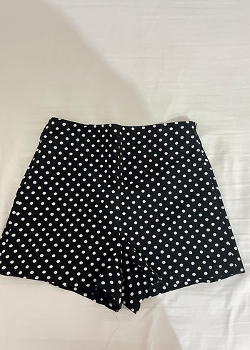 Zara Siyah Puantiyeli Uzun Kollu gömlek ve şort takım S beden - Görsel 3