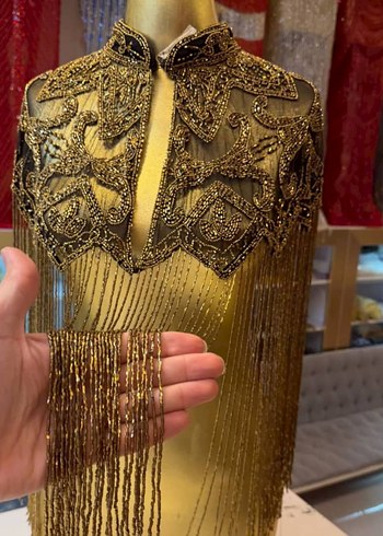 Altın İşlemeli Boncuklu Kadın peleri - Görsel 4