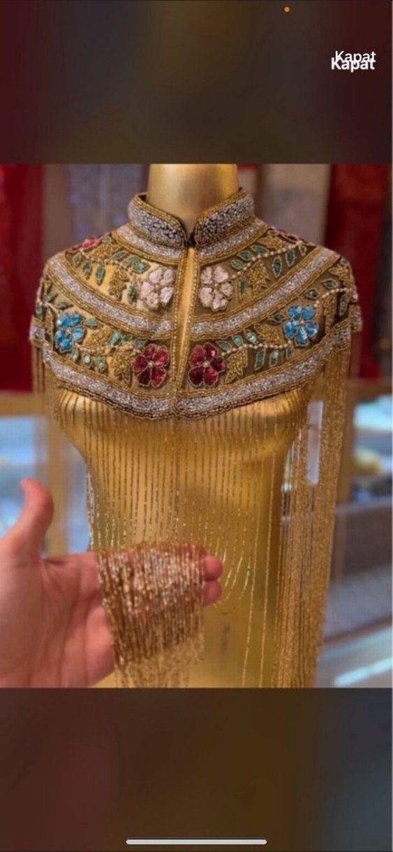 Altın İşlemeli Boncuklu Kadın peleri - Görsel 5