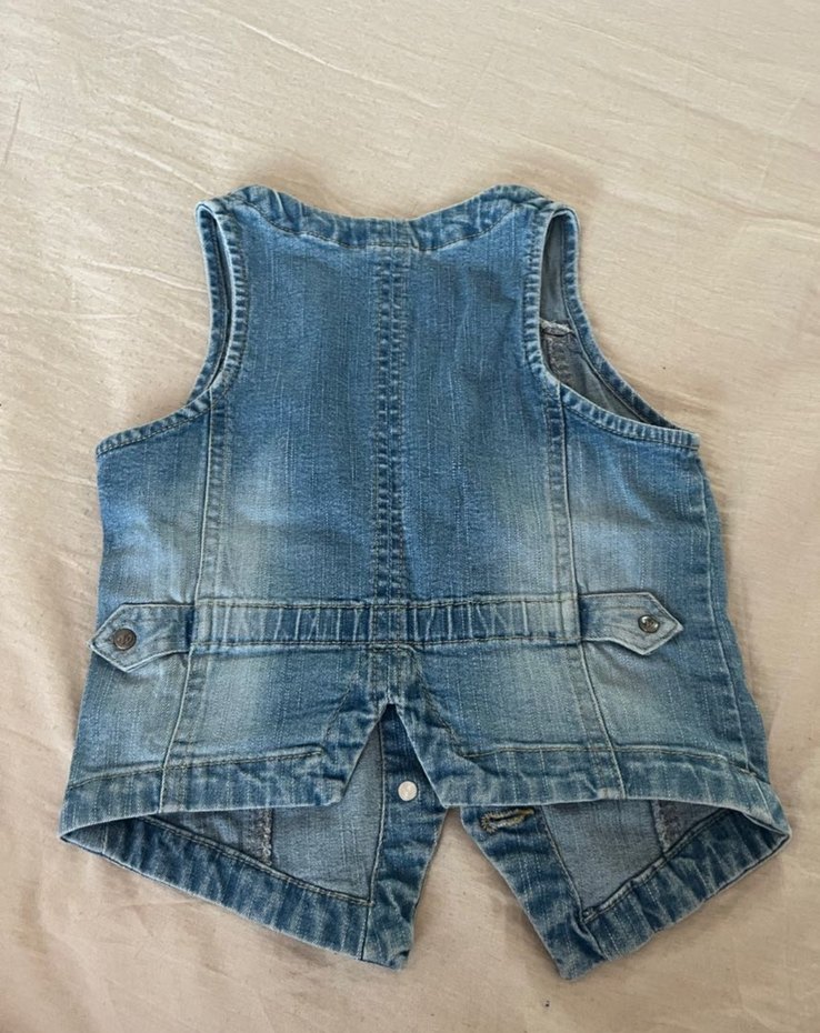 Nakışlı Mavi Denim Kız Yeleği - Görsel 3