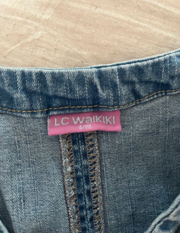 Nakışlı Mavi Denim Kız Yeleği - Görsel 2