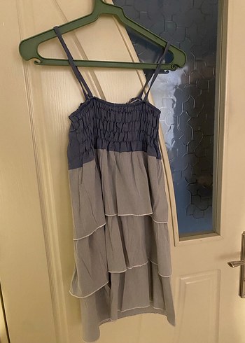 Düğmeli Gri Askılı Elbise - Görsel 2