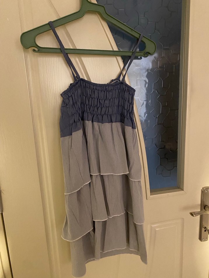 Düğmeli Gri Askılı Elbise - Görsel 2