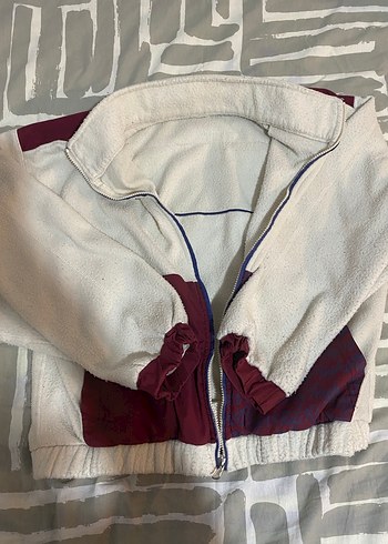 Uzun Kollu Beyaz Kadın Fermuarlı Ceket - Görsel 3