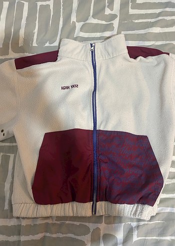 Uzun Kollu Beyaz Kadın Fermuarlı Ceket - Görsel 2