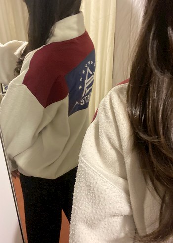 Uzun Kollu Beyaz Kadın Fermuarlı Ceket - Görsel 5