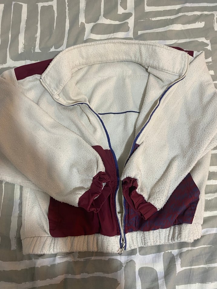 Uzun Kollu Beyaz Kadın Fermuarlı Ceket - Görsel 3