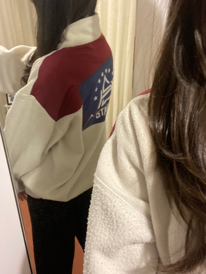 Uzun Kollu Beyaz Kadın Fermuarlı Ceket - Görsel 5