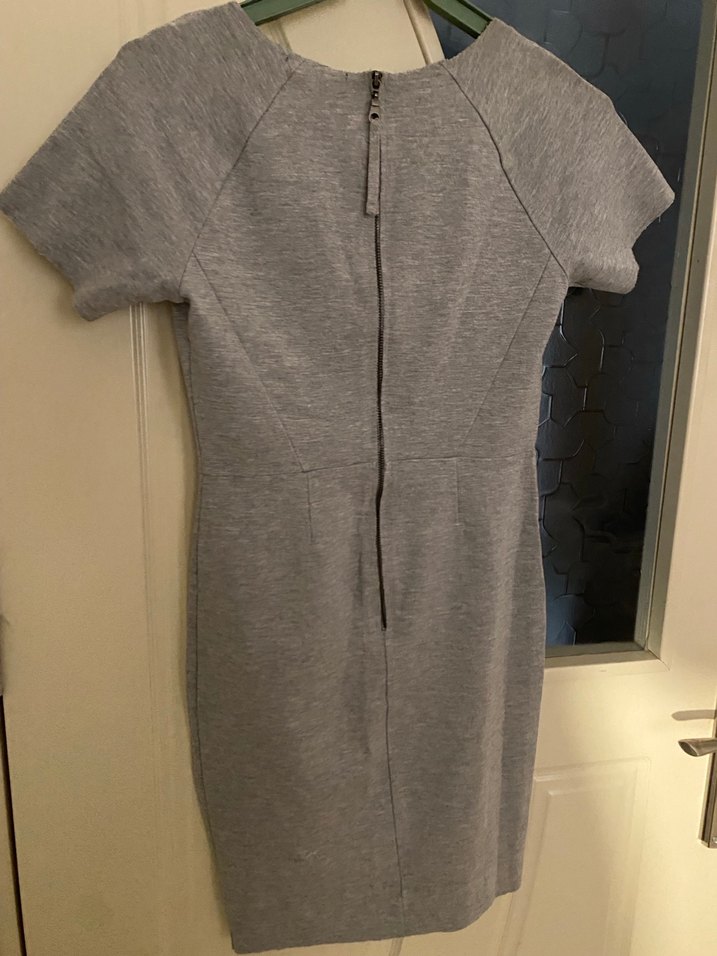 Gri Midi Kısa Kollu Elbise - Görsel 2