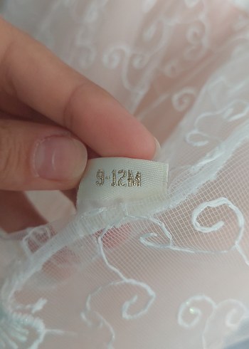 12-18 Ay Beden Kız Çocuk Beyaz Dantel Detaylı Elbise
