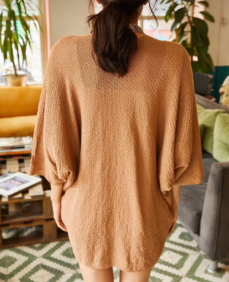 Kahverengi Bohem Mini Kadın Hırka - Görsel 2