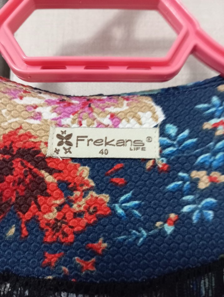 Çiçek Desenli Lacivert Kadın Blazer Ceket - Görsel 2