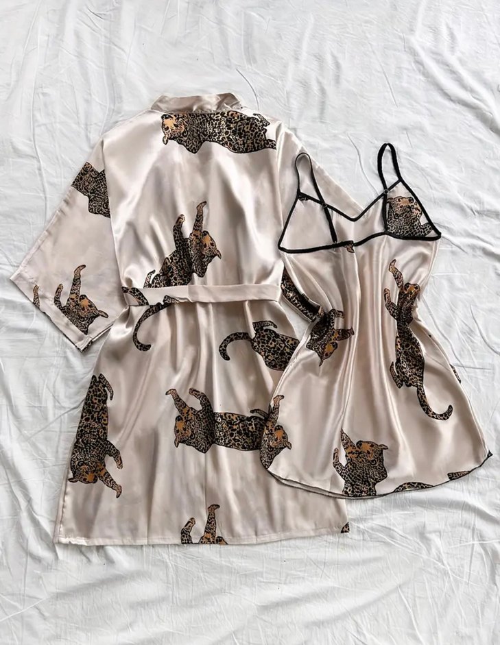 Leopar Desenli Bohem Mini Kadın Pijama Takımı - Görsel 4