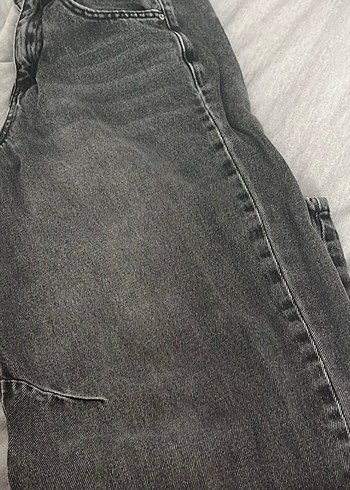32 Beden Gri Düğmeli Kadın Kot Pantolon