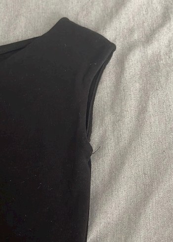 m Beden Kadın Siyah Crop Top, Kayık Yaka, Kısa Kollu