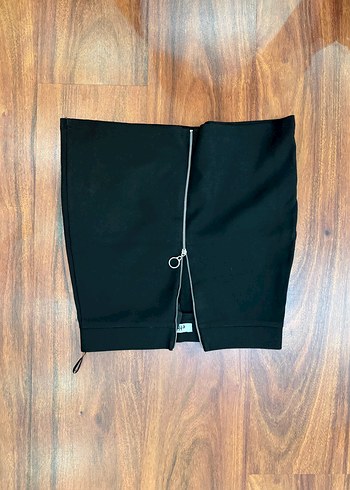 Fermuarlı Siyah Mini Etek - Görsel 2