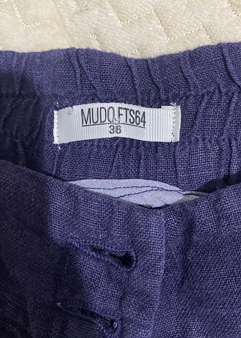 36 Beden lacivert Renk Mor Keten Mini Şort