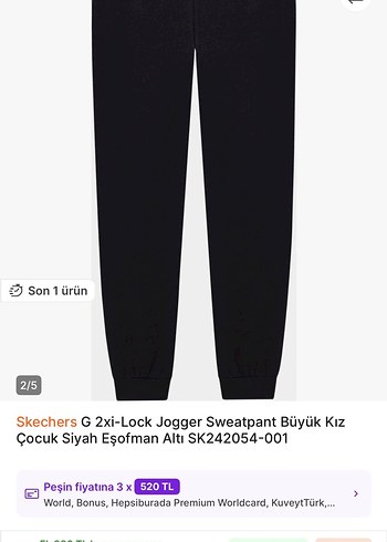 Skechers Siyah Fermuarlı Jogger Eşofman Altı